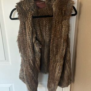 525 America Rabbit Fur Vest in Earthy Tones